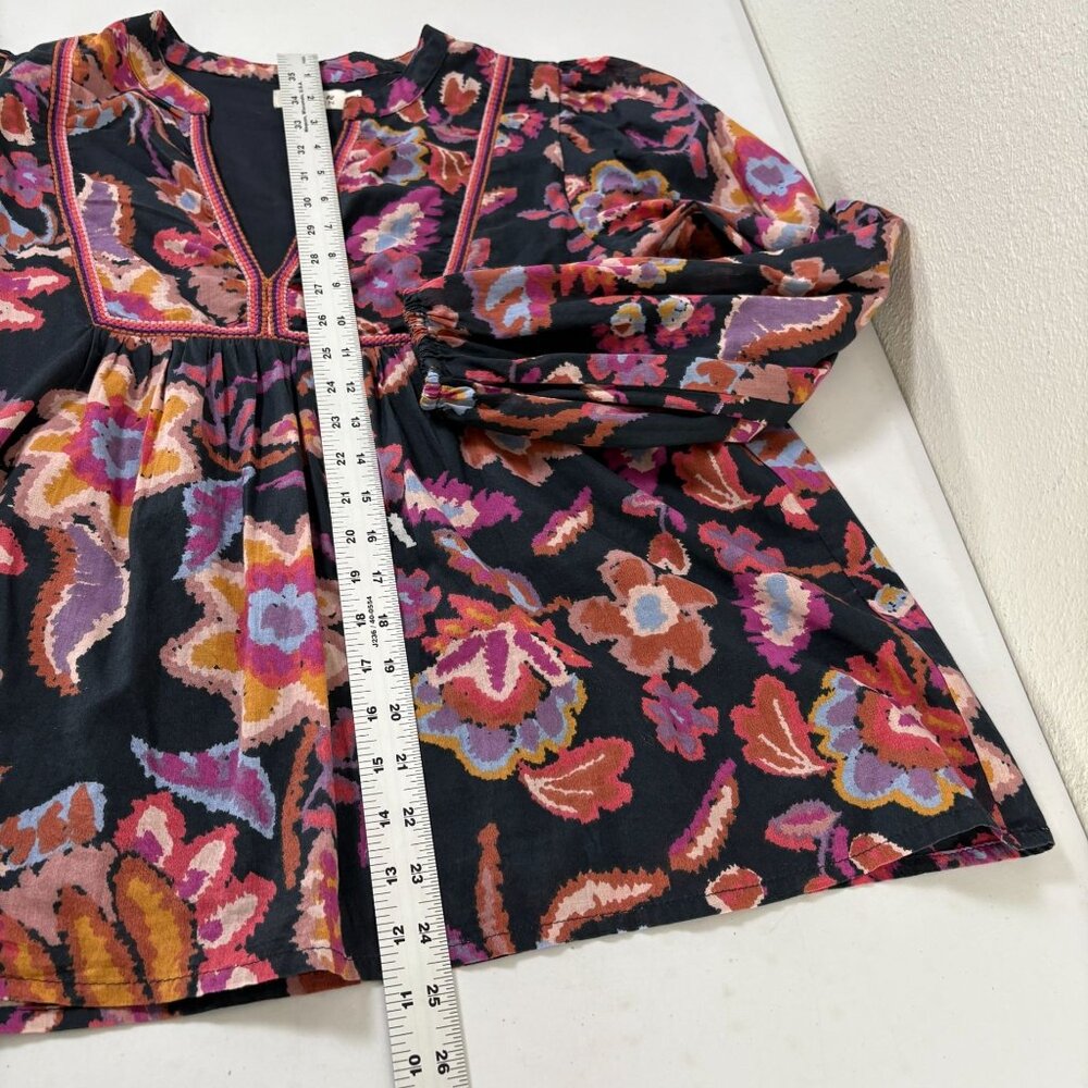 Molly Bracken Floral Blouse Size M V Neck Embroidery Long Sleeve Top Boho - Picture 11 of 13